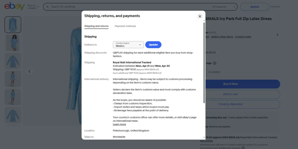 ebay envia a mexico