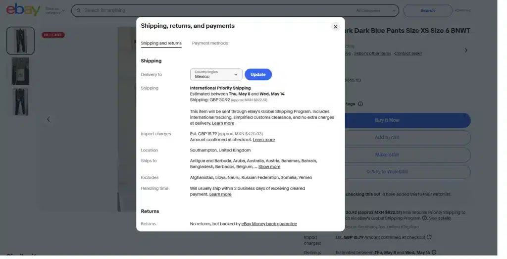 ebay envio internacional a mexico