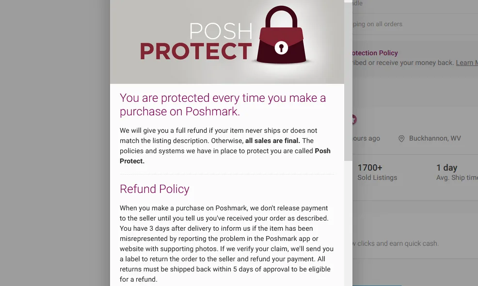 poshmark es confiable? posh protect
