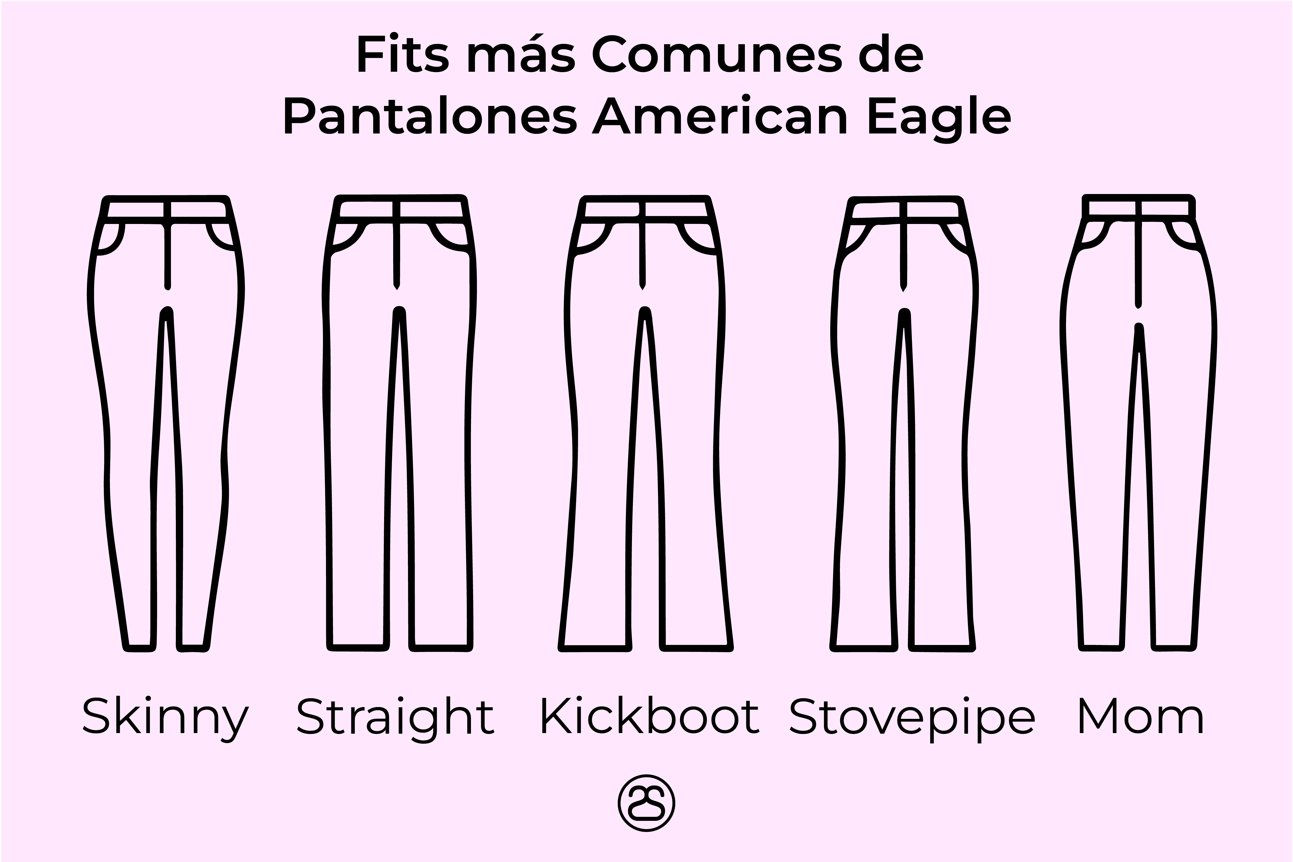 cuadro tipos pantalones american eagle de mujer